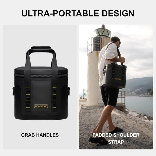 Miniatura 6 de SPARTER Enfriador suave portátil de 12 latas, IP68 Tizip cremallera a prueba de fugas para camping, pesca, playa, aire libre, hielera aislada