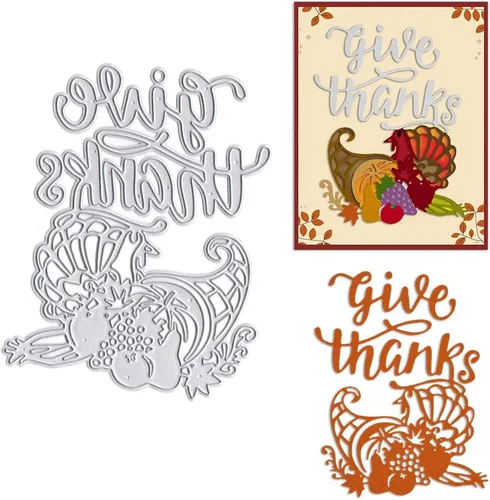 Troqueles de corte de metal de Acción de Gracias para hacer tarjetas, otoño, dar gracias, palabras, frutas, fondo, plantilla, herramienta para Dar