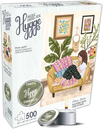 Miniatura 16 de Rompecabezas de 500 piezas para adultos Colección Hygge Gato en la Ventana Rhi James Tablero Azul y Vela de KI Puzzles