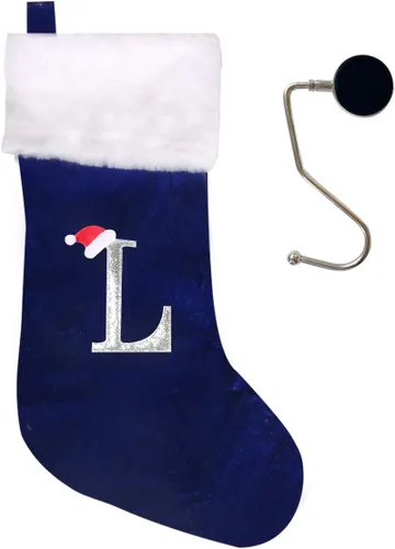 Miniatura 48 de Medias de Navidad de 20 pulgadas con monograma, letras, medias súper suaves grandes de Navidad, medias de monograma rojo para Navidad, regalo