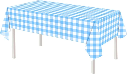 Miniatura 13 de 3 manteles de plástico a cuadros en blanco y negro para decoración de fiesta de cumpleaños, tablero de ajedrez, manteles desechables para mesas