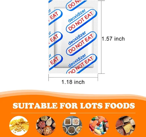 Miniatura 2 de 100 paquetes de absorbentes de oxígeno de 100 CC (10 paquetes en bolsa de vacío individual), absorbentes de oxígeno de grado alimenticio
