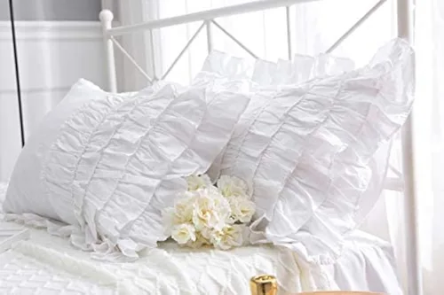 Miniatura 42 de Fundas de almohada cuadradas a cuadros en blanco y negro con volantes, fundas de almohada a cuadros, fundas de almohada de gingham, fundas