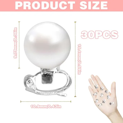 Miniatura 7 de Juego de pinzas y pasadores para el cabello de perlas blancas, 30 mini alfileres, lindos accesorios para el cabello de perlas para mujeres, niñas