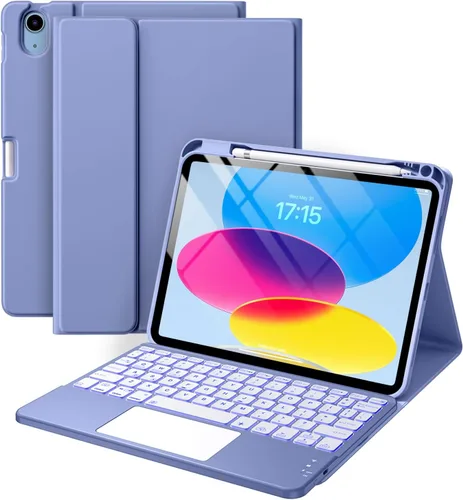 Miniatura 17 de Harvopu Funda compatible con iPad de 11ª y 10ª generación con teclado, funda tipo folio con soporte para lápices, trackpad multitáctil, Azul marino
