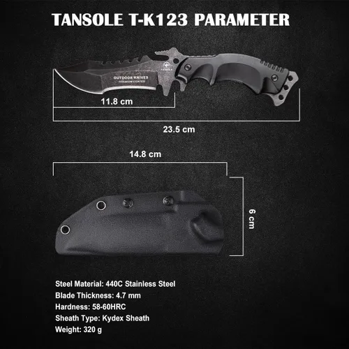 Miniatura 9 de Cuchillos de hoja fija con vaina cuchillo de espiga completa para supervivencia cuchillo de cinturón de campamento 9.25 pulgadas (funda kydex)