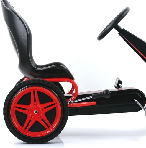 Miniatura 9 de hauck Go Kart con pedal para niños, carrito de bicicleta Hurricane de 4 ruedas con neumáticos de goma, de 4 a 10 años, color rojo, karts