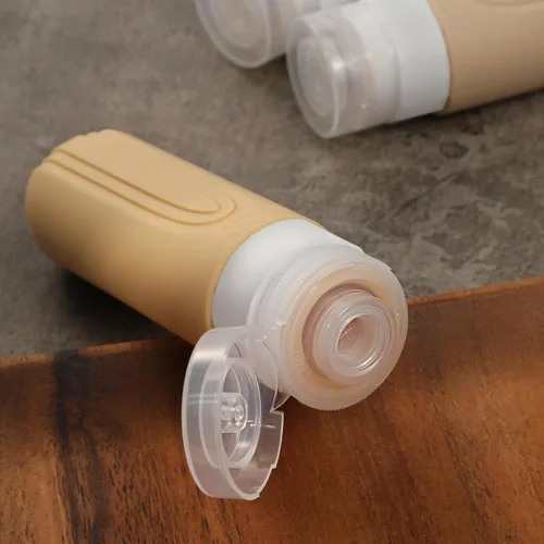 Miniatura 5 de Botellas de viaje para artículos de tocador, paquete de 5 contenedores de tamaño de viaje aprobados por la TSA, Albaricoque