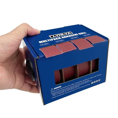 Miniatura 6 de Rollos de papel de lija de gancho y bucle, 4 granos de papel de lija abrasivo de 1 pulgada x 20 pies, papel de arena surtido con dispensador 150