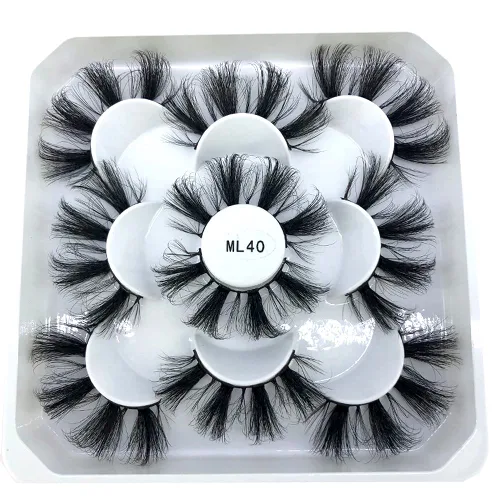 Miniatura 6 de 5 pares de pestañas postizas de visón 3D de 0.98 pulgadas a granel, con caja personalizada, pestañas postizas naturales finas al por mayor (ML-07)