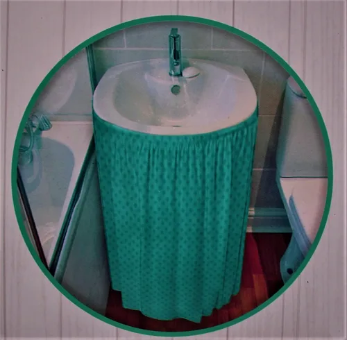 Miniatura 2 de Falda de Fregadero de Baño de Tela con Puntada de Diamante, Fregadero Utilitario, Impermeable, se Adapta a Fregaderos de Tamaño Estándar, Añade