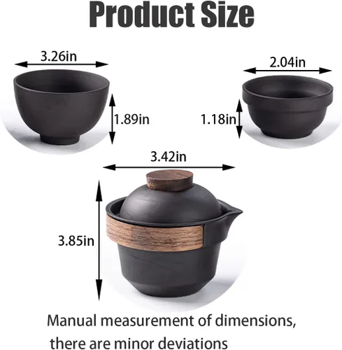 Miniatura 8 de KEYDUACU Juego de té portátil de Gaiwán,Juego de té de viaje,Juego de té chino,Mini tetera de cerámica Gongfu con 4 tazas de té para viajes en casa