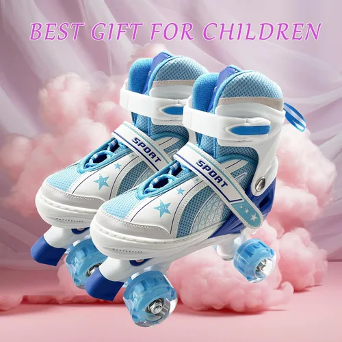 Miniatura 7 de Patines ajustables para niños y niñas de 3 a 12 años, las 8 ruedas de patines se iluminan con equipo de protección, regalo para jóvenes, niños