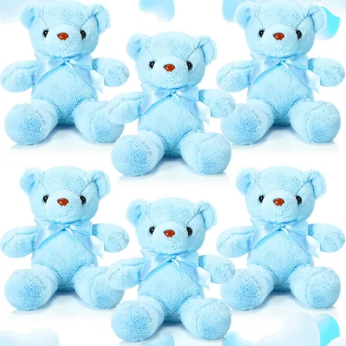 Miniatura 10 de Aoriher 6 piezas de osos de peluche a granel, adorables y suaves, lindos regalos de felpa para novia, baby shower, graduación, cumpleaños, boda, Rosa