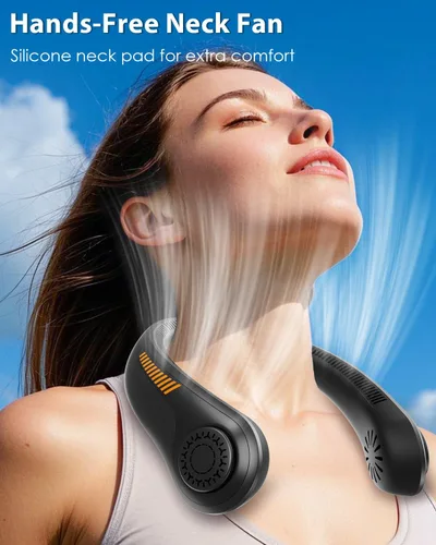 Miniatura 2 de Ventilador de cuello portátil, recargable, ventilador personal para soplar aire frío, 5 velocidades, batería USB, enfriador de cuello con cuello