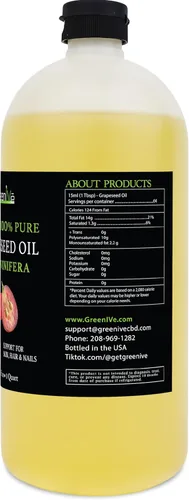 Miniatura 7 de GreenIVe Aceite de semilla de uva cultivado naturalmente 100% puro prensado en frío sabor ligero alta temperatura cocina 32 oz