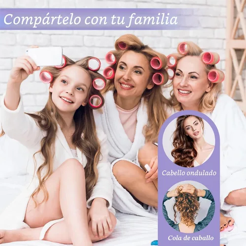 Miniatura 7 de YHOVID - Juego de rodillos de cabello, 72 piezas, rizadores para look de peinado largo y corto, 5 tamaños, 30 rodillos grandes y pequeños, 40 pinzas