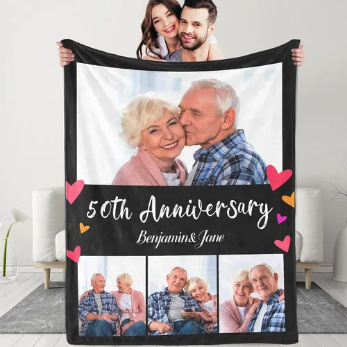 Miniatura 11 de Manta personalizada con texto fotográfico: manta personalizada de 1 imagen, manta de cumpleaños, aniversario, boda, Navidad, regalos para parejas