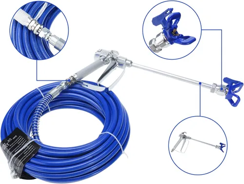 Miniatura 4 de YaeTek Kit de manguera de pistola de pintura sin aire, tubo de fibra de alta presión de 50 pies x 1/4 pulgadas, manguera de pulverización de pintura