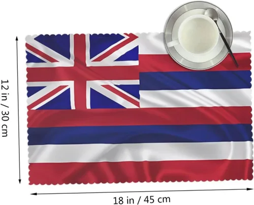 Miniatura 2 de Rectangular Placemats Set of 4, Heat Resistant Flag of Hawaii American Printed Kitchen Dining Table Mats