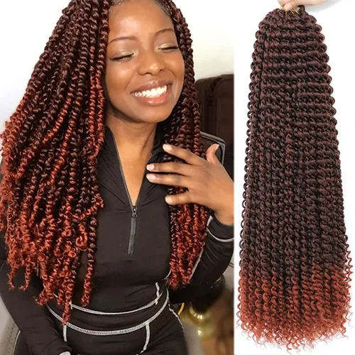 Miniatura 33 de Cabello Passion Twist de 24 pulgadas, 8 paquetes de cabello Passion Twist de ganchillo para mujeres, cabello trenzado Passion Twists largo bohemio