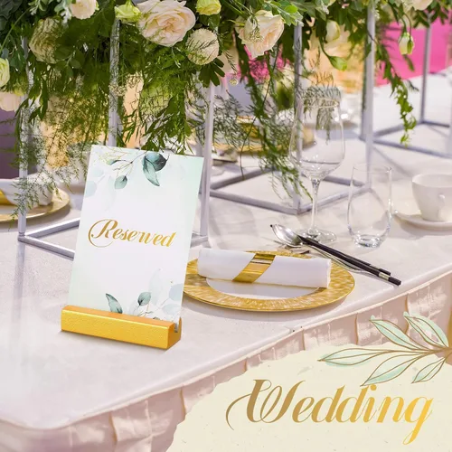 Miniatura 6 de Chunful 24 soportes dorados para números de mesa de madera, soporte para tarjetas de mesa de boda, soporte de nombre, exhibición de fotos, menú