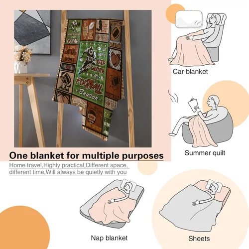 Miniatura 7 de Manta de regalo de franela de forro polar de fútbol, ligera y suave, bonita manta acogedora para cama, sofá, viajes al aire libre, 30 x 40 pulgadas