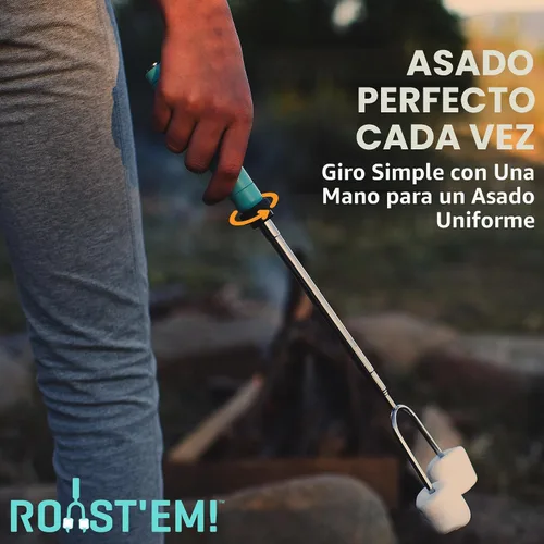 Miniatura 3 de Jolly Green Products Palitos giratorios para asar malvaviscos para fogata y hoguera Palos extralargos para perros calientes y Smores para hoguera