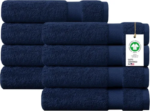 Miniatura 18 de Toallas 100% algodón orgánico de 22.93 oz/m² de felpa al tacto de secado rápido, paquete de 12 toallas de lavado de algodón orgánico, certificado