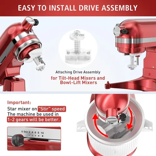 Miniatura 4 de Accesorio para batidora KitchenAid, cuenco de helado compatible con batidoras de soporte de 4.5 cuartos y 6 cuartos de galón o más grandes