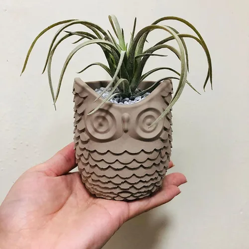 Miniatura 3 de Molde de Silicona para Maceta de Hormigón con Relieve de Búho, Molde para Plantas Suculentas, Portavelas de Arcilla, Vaso de Cemento