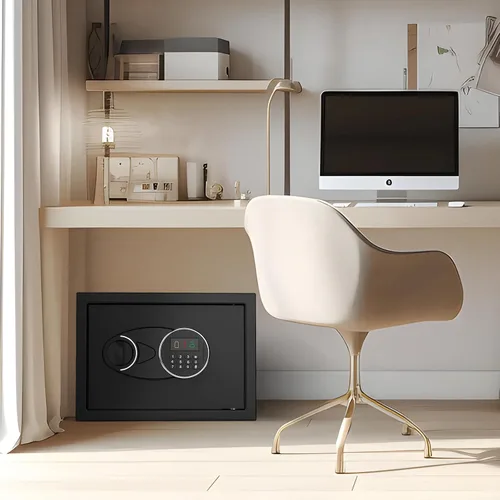 Miniatura 6 de Goldenkey Caja fuerte clásica grande de 1.6 pies cúbicos con puerto de carga, caja fuerte digital de acero con estante, se adapta a laptop, joyas