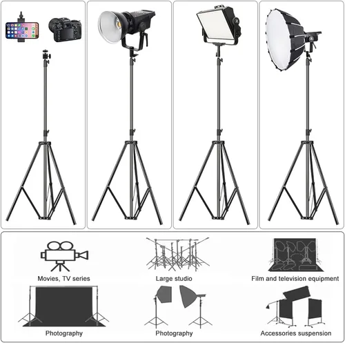Miniatura 4 de Soporte de luz de fotografía de 9.33 pies/9.2 ft, soporte de trípode de luz de aluminio resistente, soporte de iluminación para estudio fotográfico