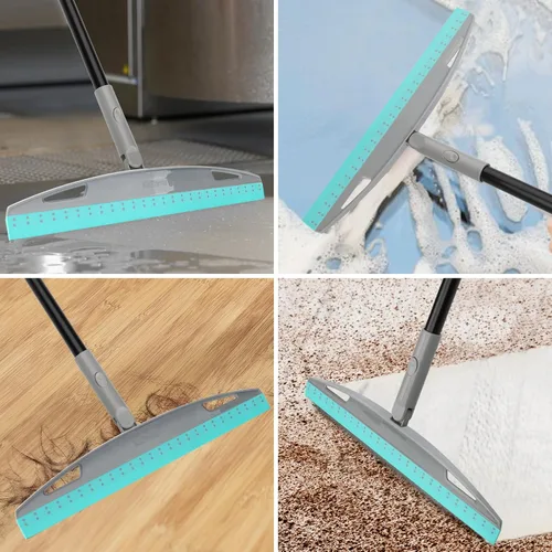 Miniatura 2 de Escoba Mágica Multifunción, Escoba Exprimidora de Piso de Silicona con Mango Largo de 59", Escoba Raspadora para Piso Baño Cocina Ducha Azulejo Pelo