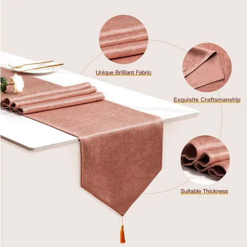 Miniatura 2 de BALCONY & FALCON Camino de mesa con borlas, lavable a máquina, caminos de mesa decorativos de lujo para el hogar para comedor, fiestas, banquetes