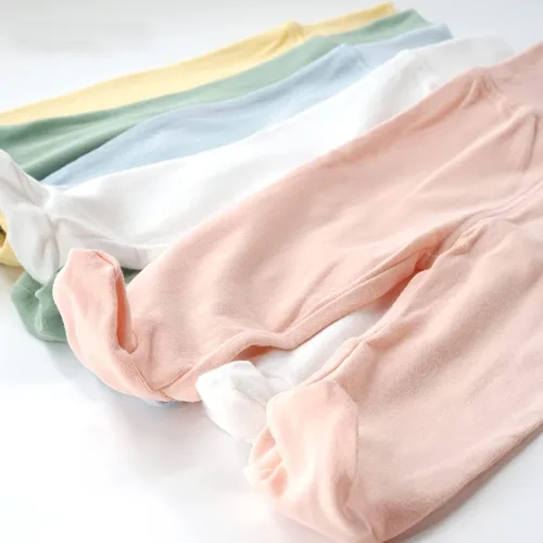 Miniatura 3 de Teach Leanbh Paquete de 3 pantalones con pies para bebé, leggings casuales de cintura alta de algodón