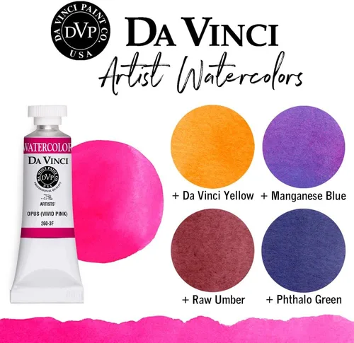 Miniatura 245 de DA VINCI PAINTS Pintura Acuarela Profesional para Artistas, Alizarin Crimson (Quinacridone), 37ml Índigo