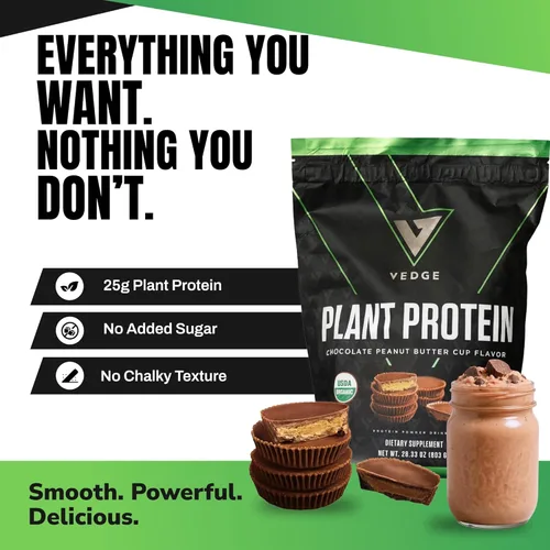 Miniatura 2 de VEDGE Polvo de Proteína Vegana - Polvo de Proteína Vegetal con Guisante, Calabaza y Girasol - Orgánico USDA, Aminoácidos, Sin Lácteos, Sin Gluten