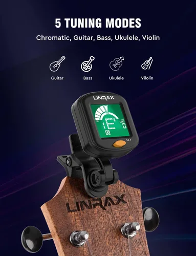 Miniatura 2 de Afinador de guitarra LT-1, afinador de clip para guitarra, bajo, ukelele, violín, viola, banjo, mandolina, afinador cromático con pantalla LCD