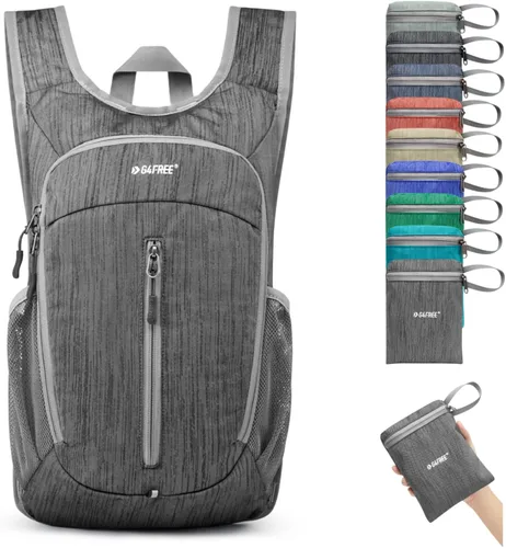 Miniatura 7 de G4Free Mochila de senderismo de 10L Mochila de viaje pequeña Mochila plegable ligera Mochila de hombro plegable casual Gris oscuro