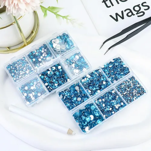 Miniatura 3 de Briskbloom 10000 piezas de diamantes de imitación con parte posterior plana para manualidades, zapatos, ropa, kit de circonita azul/circonita azul