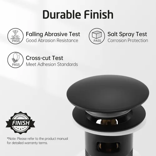 Miniatura 8 de KES Desagüe para lavabo con rebosadero, tapón emergente negro mate, paquete de 2 unidades para lavabo de tocador, tapón de drenaje de metal total