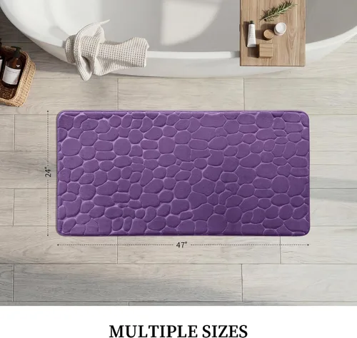 Miniatura 3 de YIHOUSE - Alfombra de espuma viscoelástica para pasillo, alfombras de baño con patrón de adoquín, superabsorbentes, alfombras de baño lavables a