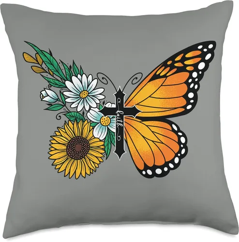 Miniatura 5 de Smarty Pants Designs Almohada floral con diseño de mariposas, 16 x 16 pulgadas, multicolor