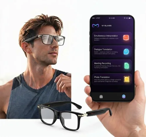 Traducción de lentes inteligentes AI con lentes fotocrómicas, soporte de lenguaje en tiempo real, gafas de audio de oreja abierta para música y