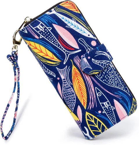 Miniatura 145 de Cartera de mano para mujer, estilo bohemio, con RFID, elegante, espaciosa con correa para viajes, capacidad para tarjetas, teléfono, dinero