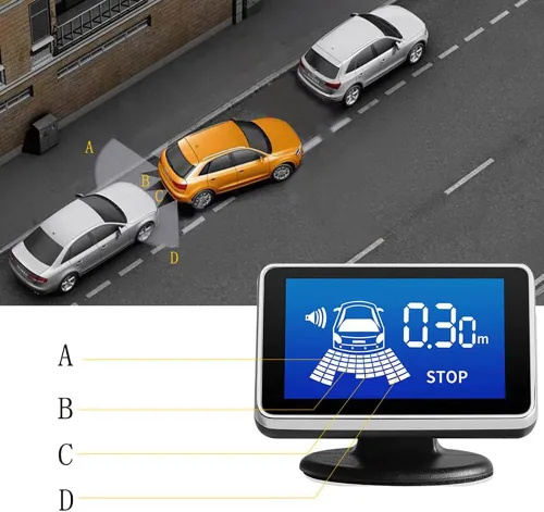 Miniatura 2 de Sistema de radar de copia de seguridad inversa del vehículo del coche con 4 sensores de estacionamiento Kit de detección de distancia trasera
