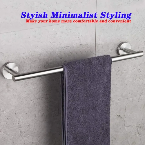 Miniatura 3 de GERZWY Barra para toallas de baño de 24 pulgadas, de acero inoxidable cepillado, estilo contemporáneo, montaje en pared para baño y cocina