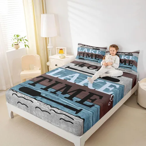 Miniatura 35 de Lake House - Sábana bajera ajustable tamaño individual, sábanas de anclaje náutico para niños, adolescentes, adultos, dormitorio, juego de ropa