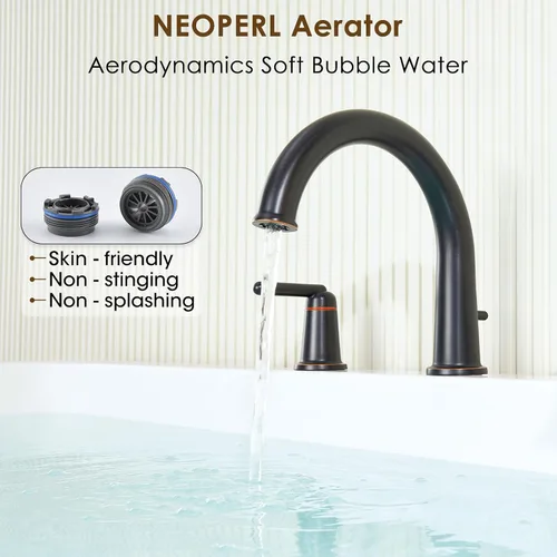 Miniatura 6 de Bathtub Faucet with Sprayer Bathroom Brass Roman Tub Faucet with Rough-in Valve Widespread Deck Mount Tub Filler Bronze WT-9808ORB02